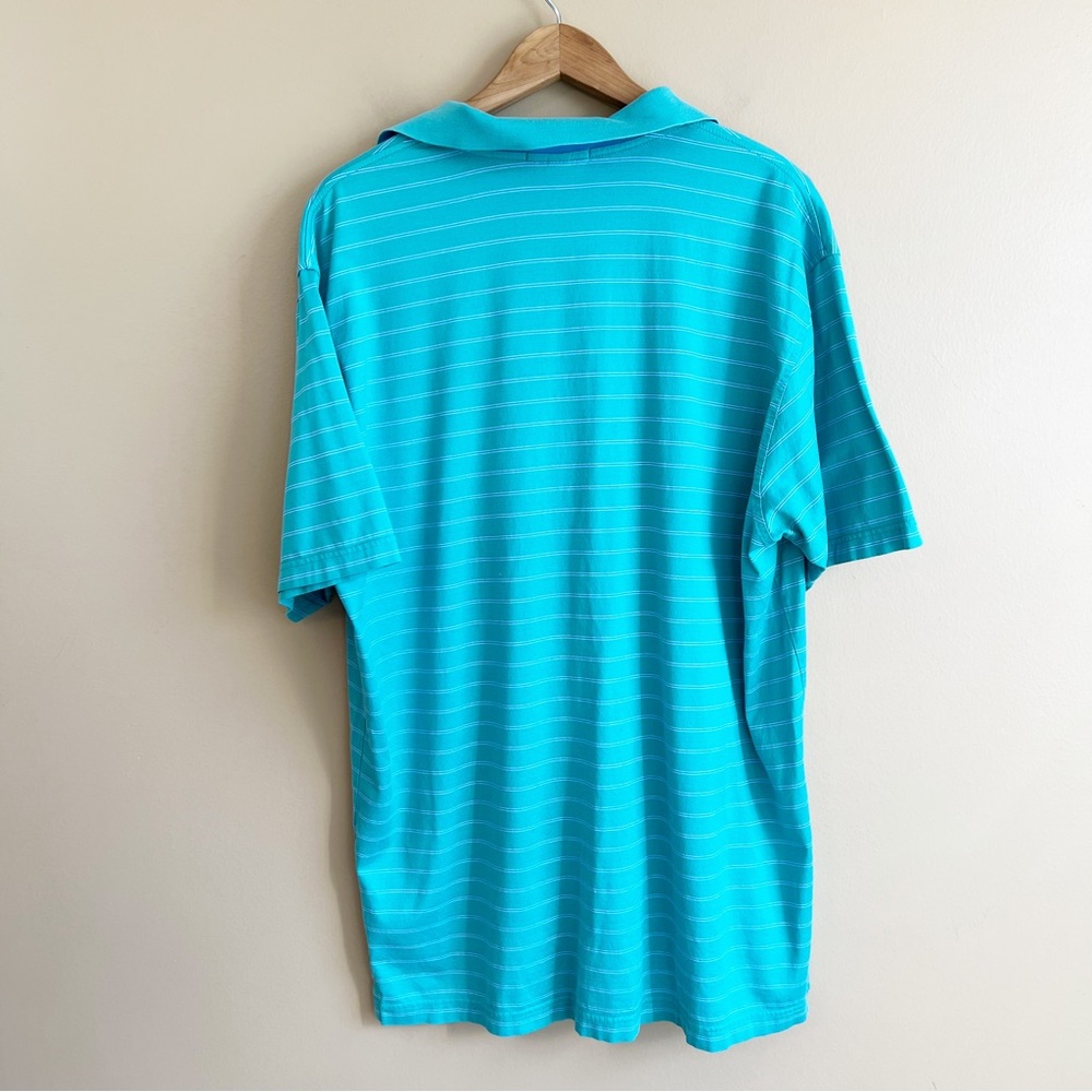 PETER MILLAR men’s turquoise polo golf shirt size large striped 100% cotton - Picture 5 of 6